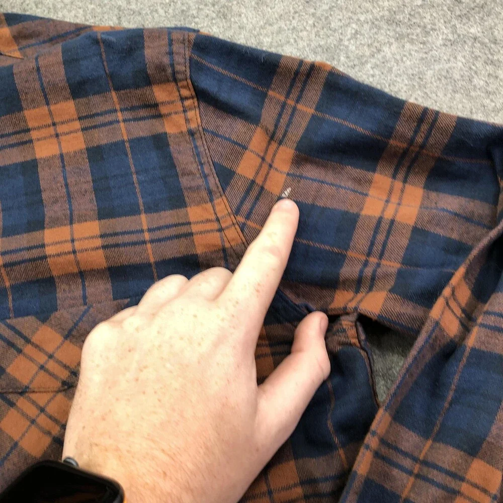 Levis Shirt Mens Large Blue Brown Plaid Long Sleeve Flannel Button Up Casual
